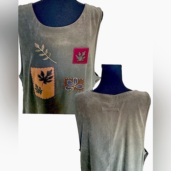 Vintage Amanda Smith Olive Green Embroidered Floor Length Fall Maxi Dress Lar… - Picture 8 of 8